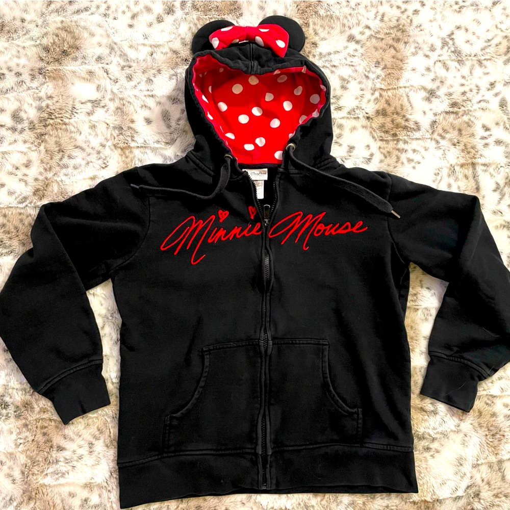 Disney Parks Minnie Mouse Children’s L Black Zipper Hoodie